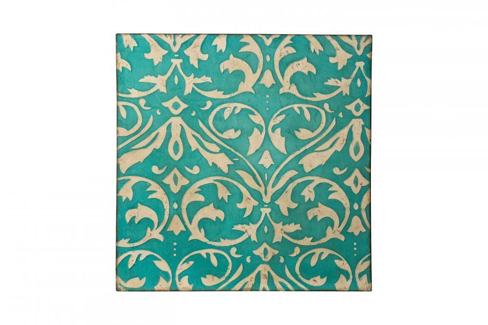 Varaluz Casa Teal Damask Trefoil Wall Art  Distressed Tea Model: 425A50