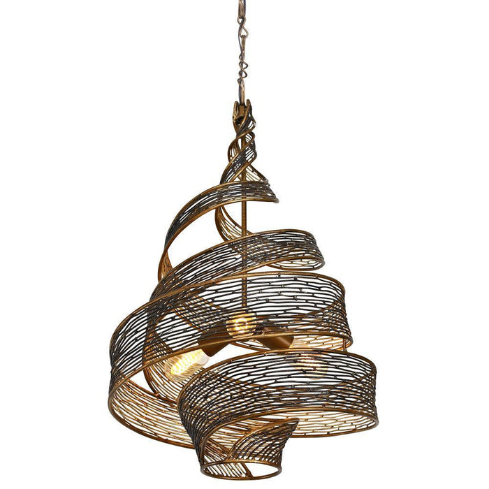 Varaluz Flow 3 Light Twist Pendant  Hammered Ore Model: 240P03HO