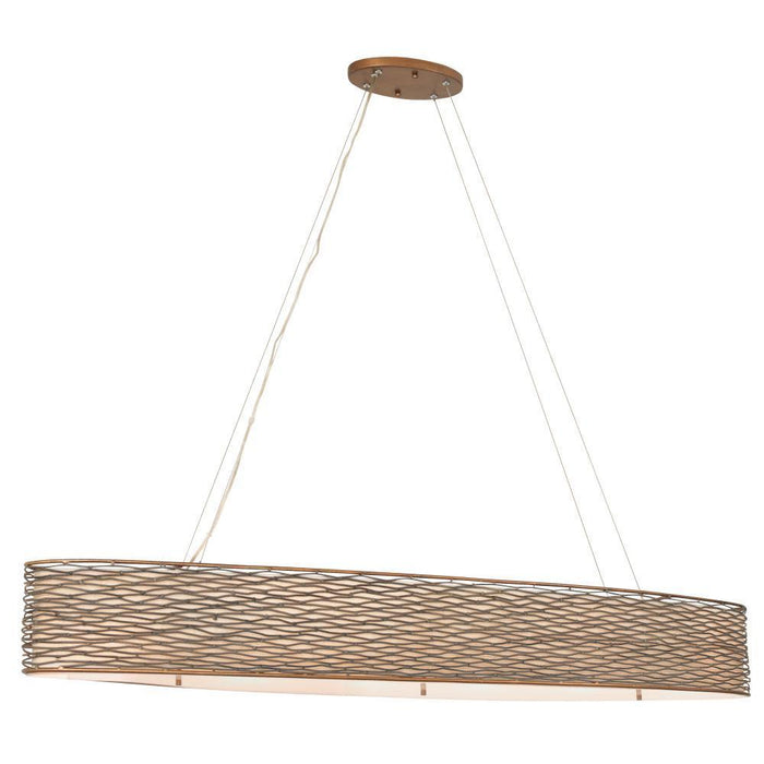 Varaluz Flow 6 Light Oval Linear Pendant Fabric Shade Model: 247N06HO