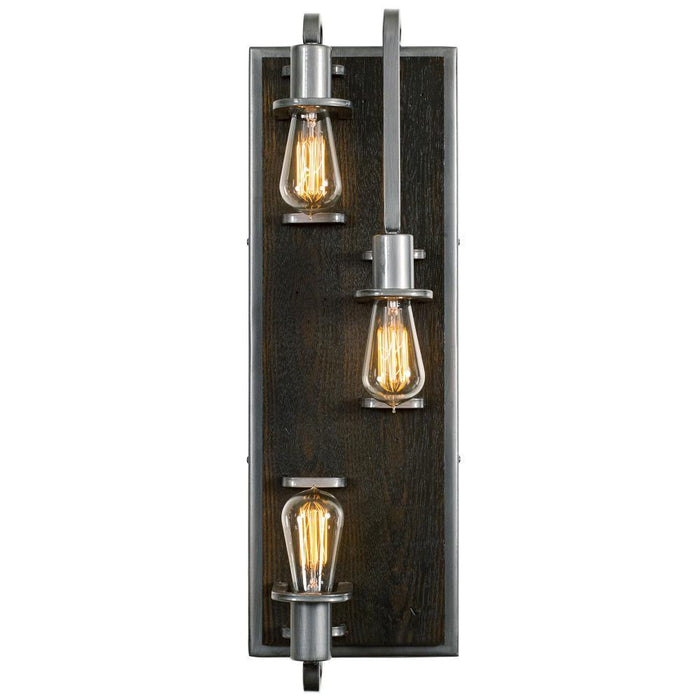 Varaluz Lofty 3 Light Sconce  Stee Zebrawood Model: 268W03SL