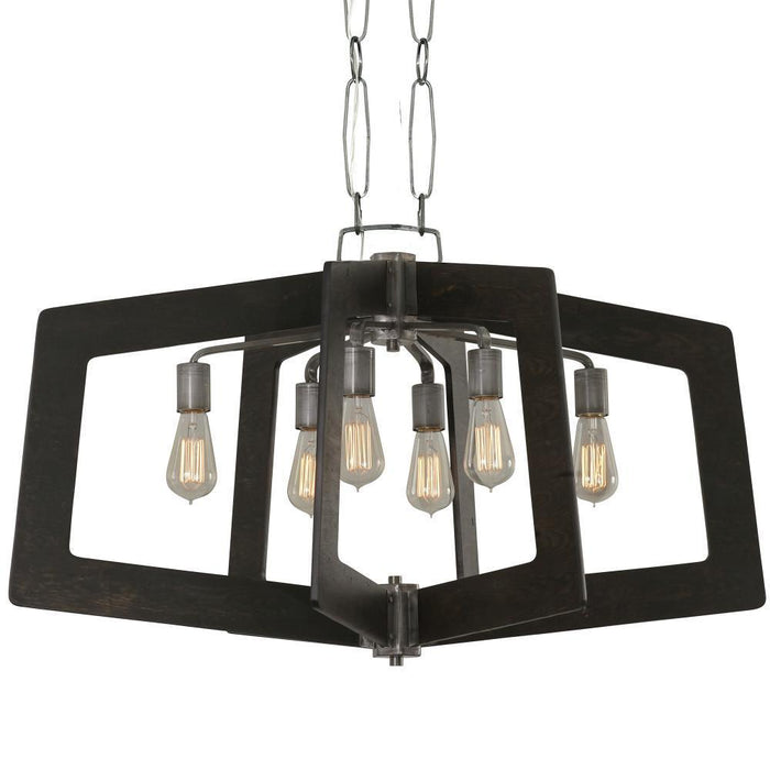 Varaluz Lofty 6 Light Linear Pendant  Stee Zebrawood Model: 268N06SL