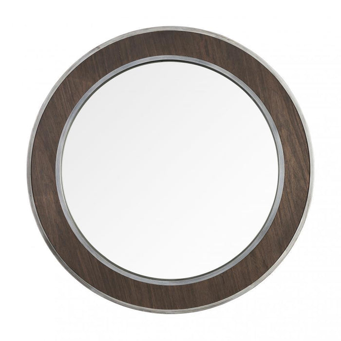 Varaluz Macie 30 In Round Wood And Metal Mirror Model: 4DMI0120