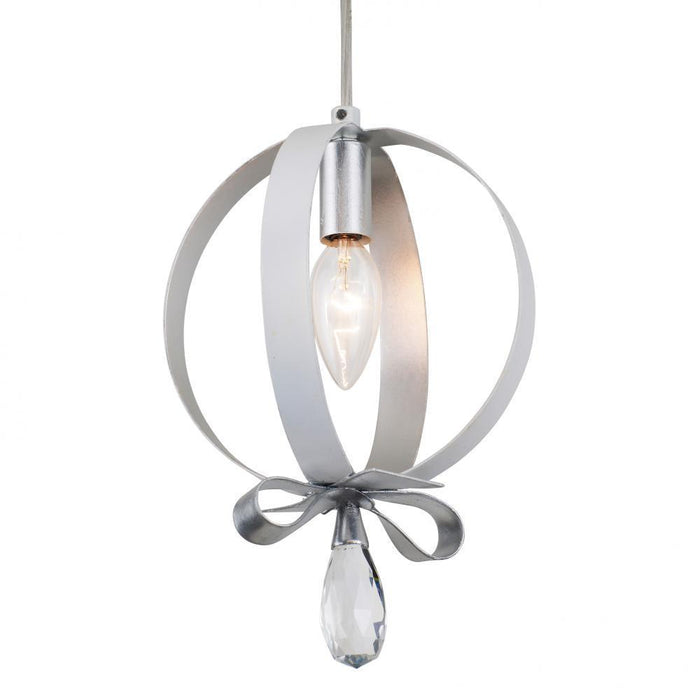 Varaluz Posh 1 Light Round Mini Pendant  Pear Silver Model: 263M01RPESV