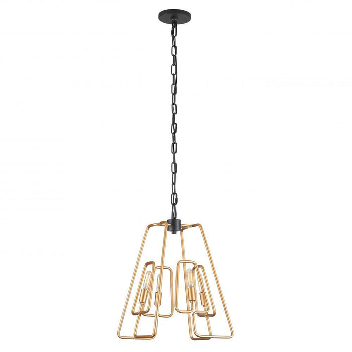 Varaluz Triangulo 4 Light Pendant  Aged Gol Carbon Model: 318P04AGCB