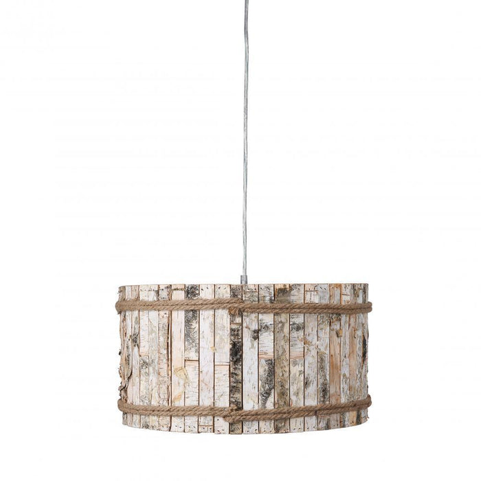 Varaluz Woody 1 Light Drum Pendant  White Aspen Bark Model: 276P01B