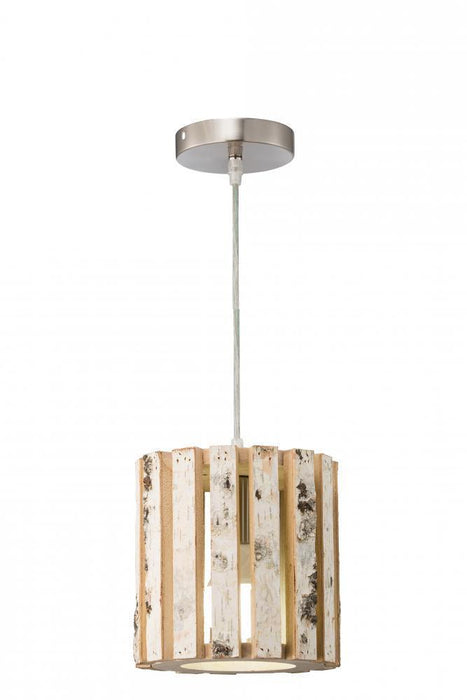 Varaluz Woody 1 Light Mini Pendant  White Aspen Bark Model: 276M01