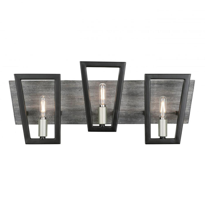 Varaluz Zag 3 Light Bath  Blac Grey Wood Model: 260B03BLG