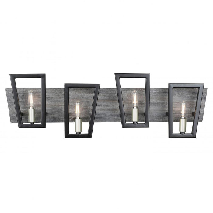 Varaluz Zag 4 Light Bath  Blac Grey Wood Model: 260B04BLG