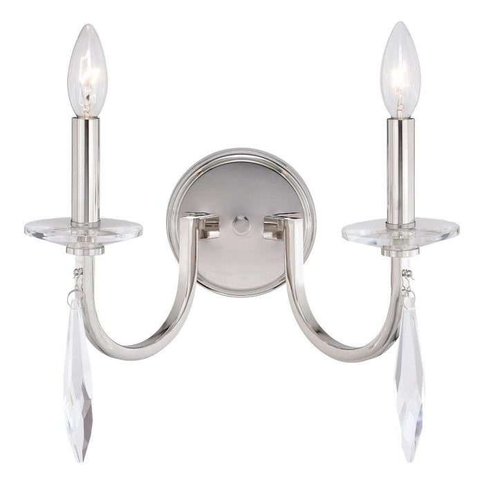 Vaxcel Hoyne 2 Light Wall Light Polished Nickel Model: W0356