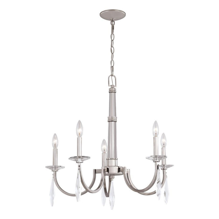 Vaxcel Hoyne 5 Light Chandelier Polished Nickel Model: H0243