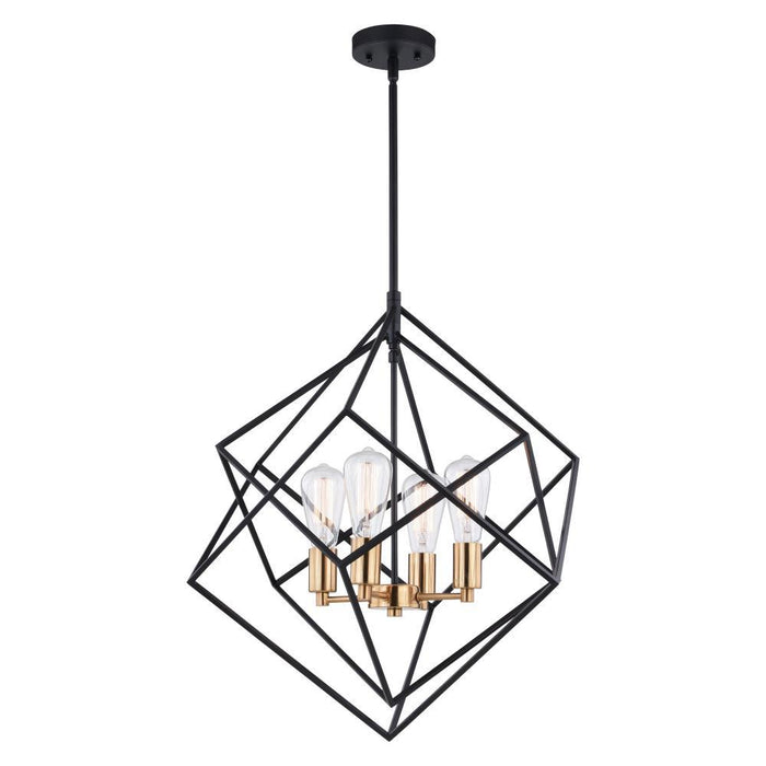 Vaxcel Rad 4 Light Pendant Black With Natural Brass Model: P0307