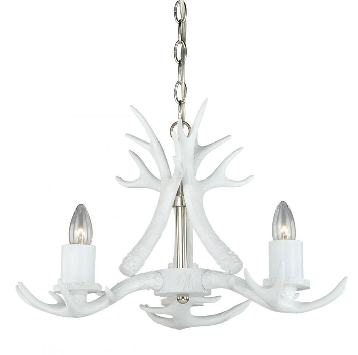 Vaxcel Vail 3 Light Antler Mini Chandelier White Model: H0160